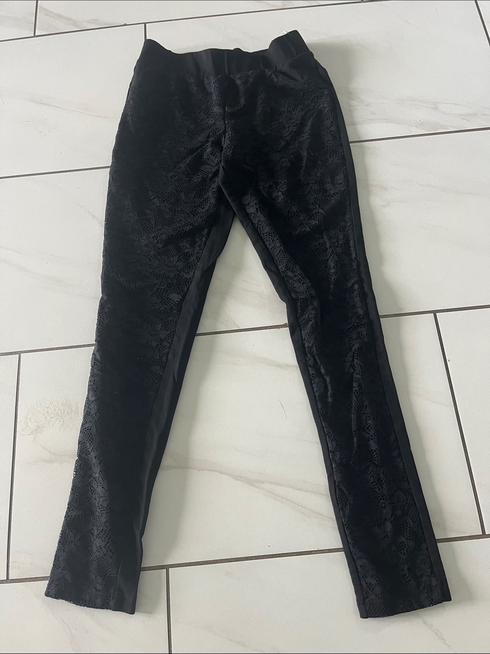 Black Textured Leggings for Women